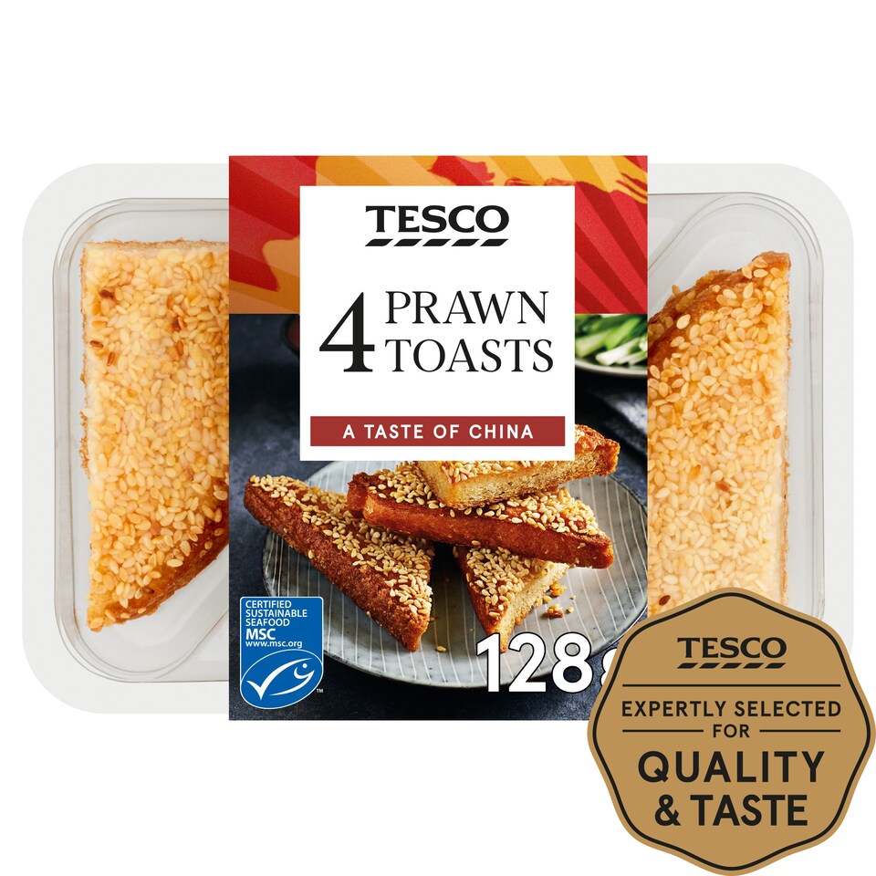 Tesco 4 Prawn Toast 128G Tesco Groceries