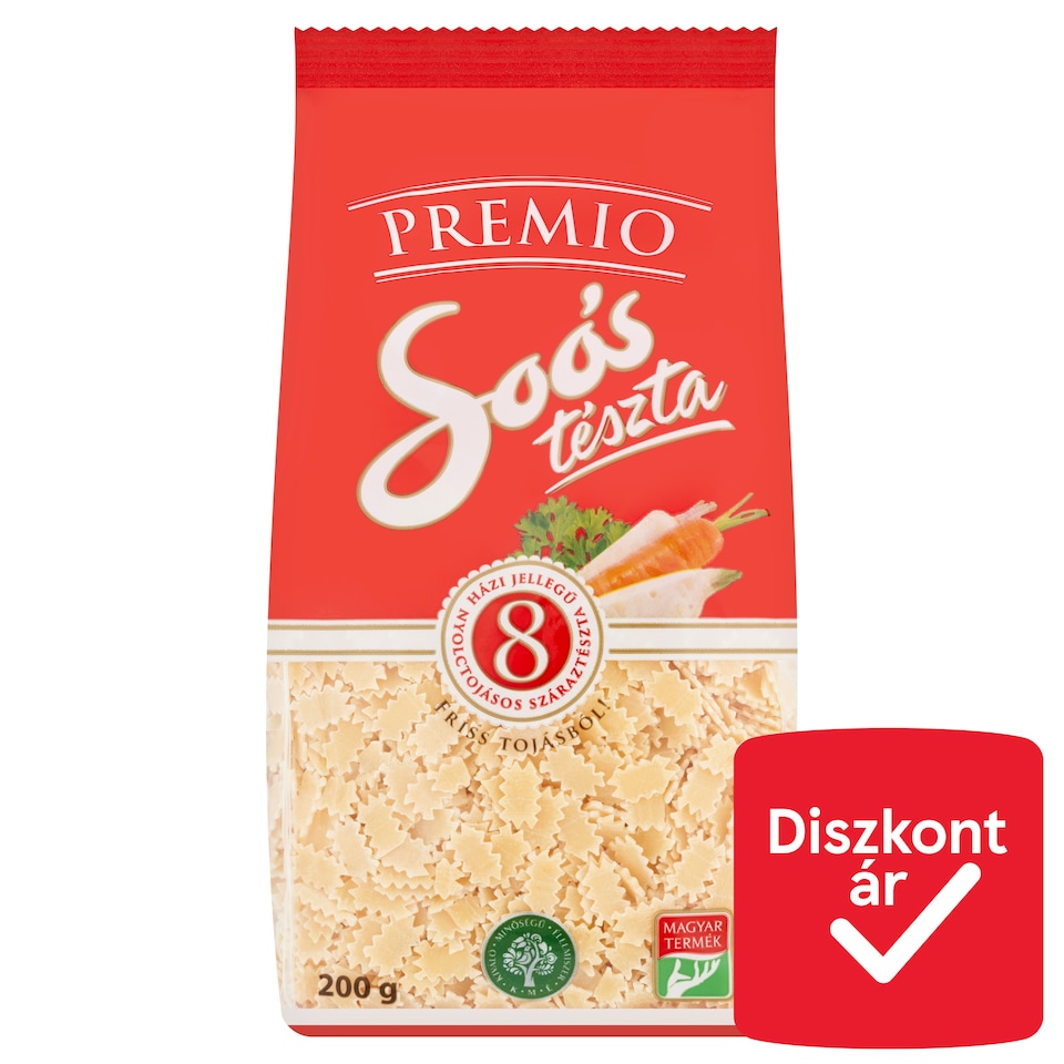 Soós Premio eperlevél házi jellegű 8 tojásos száraztészta 200 g