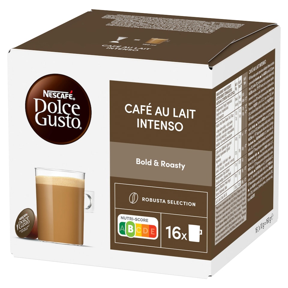 NESCAFÉ Dolce Gusto Café Au Lait Intenso teljes tejpor azonnal oldódó kávéval 16 x 10 g (160 g)  1. kép