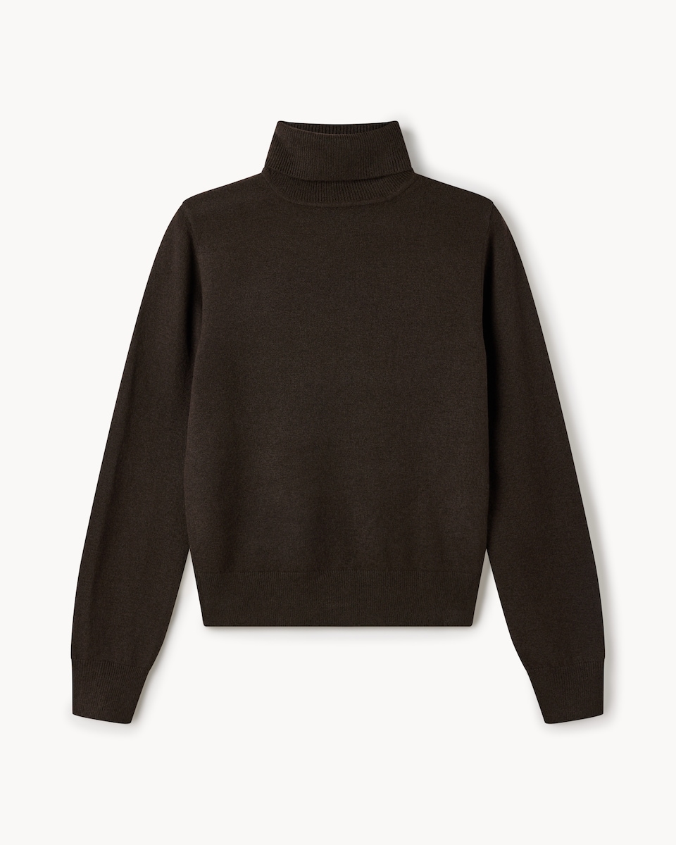 image 1 of F&F Roll Neck Jumper in Chocolate