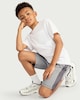image 1 of F&F Active ULTRAMOVE Boys Side Stripe Shorts in Grey