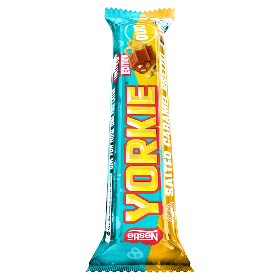 image 1 of Yorkie Duo Salted Caramel Pretzel Flavour Limited Edition Chocolate Bar 66g