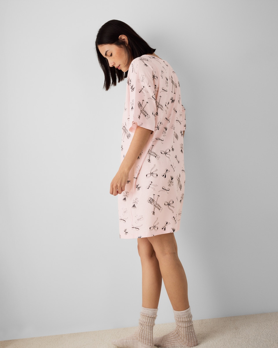 image 1 of F&F Pure Cotton Ski Nightdress in Pink