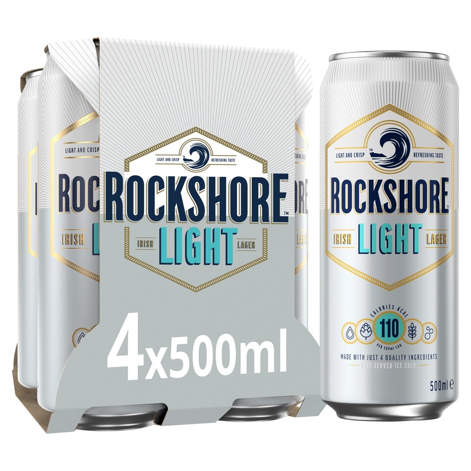 Rockshore Light Lager Beer 4X500ml Can