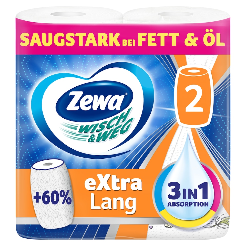 Zewa Wisch & Weg eXtra Lang háztartási papírtörlő 2 rétegű 2 tekercs  1. kép
