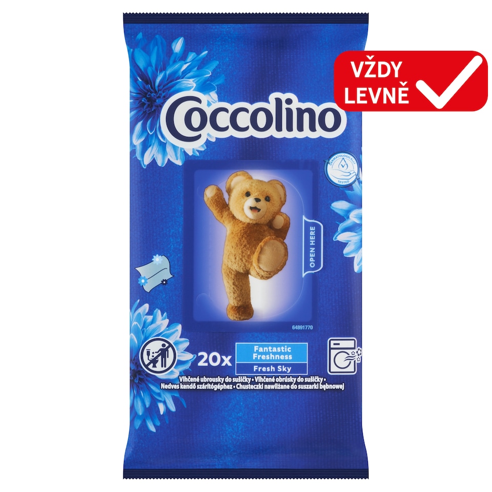 Obrázek 1 pro produkt Coccolino vlhčené ubrousky do sušičky 20 ks