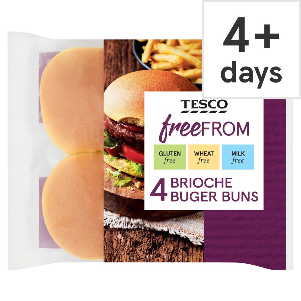 Tesco Free From 4 Brioche Burger Buns Tesco Groceries