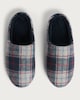 image 2 of F&F Fleece Lined Check Print Mule Slippers in Navy