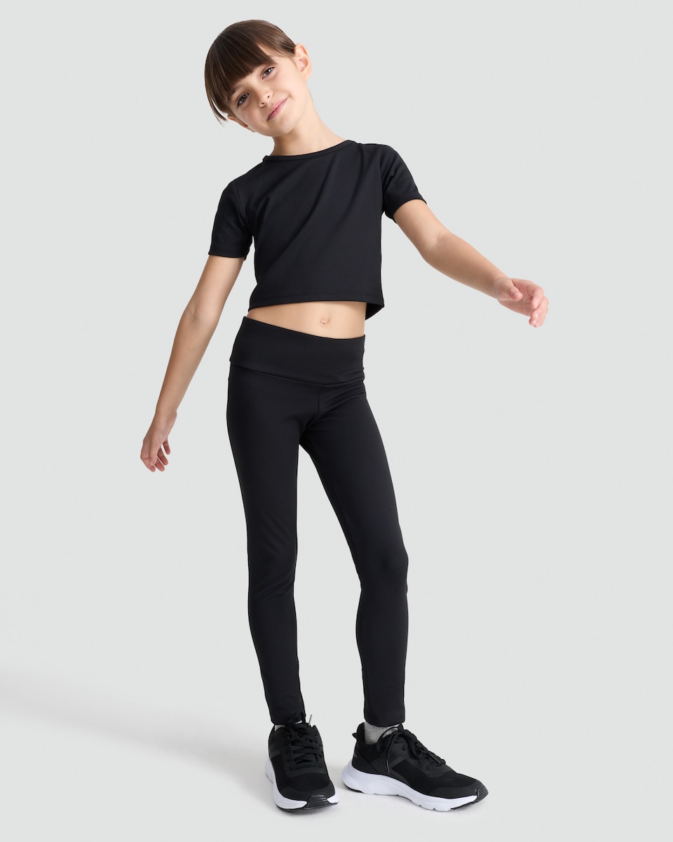 image 1 of F&F Active Girls Leggings in Black