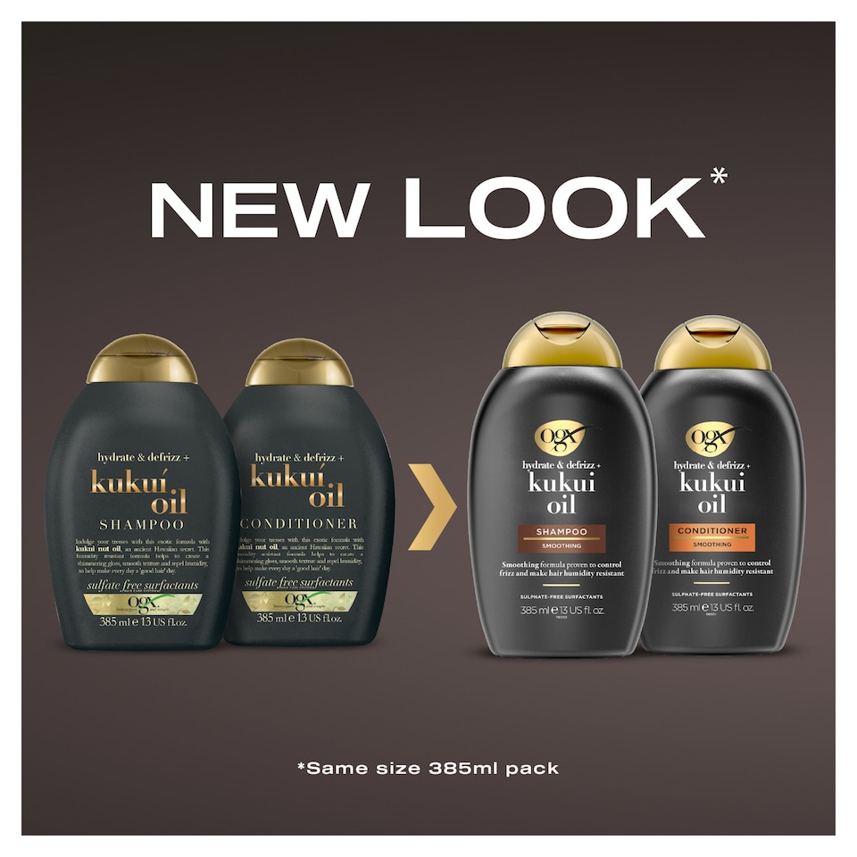 image 1 of OGX Hydrate & Defrizz Kukui Oil Shampoo 385ml