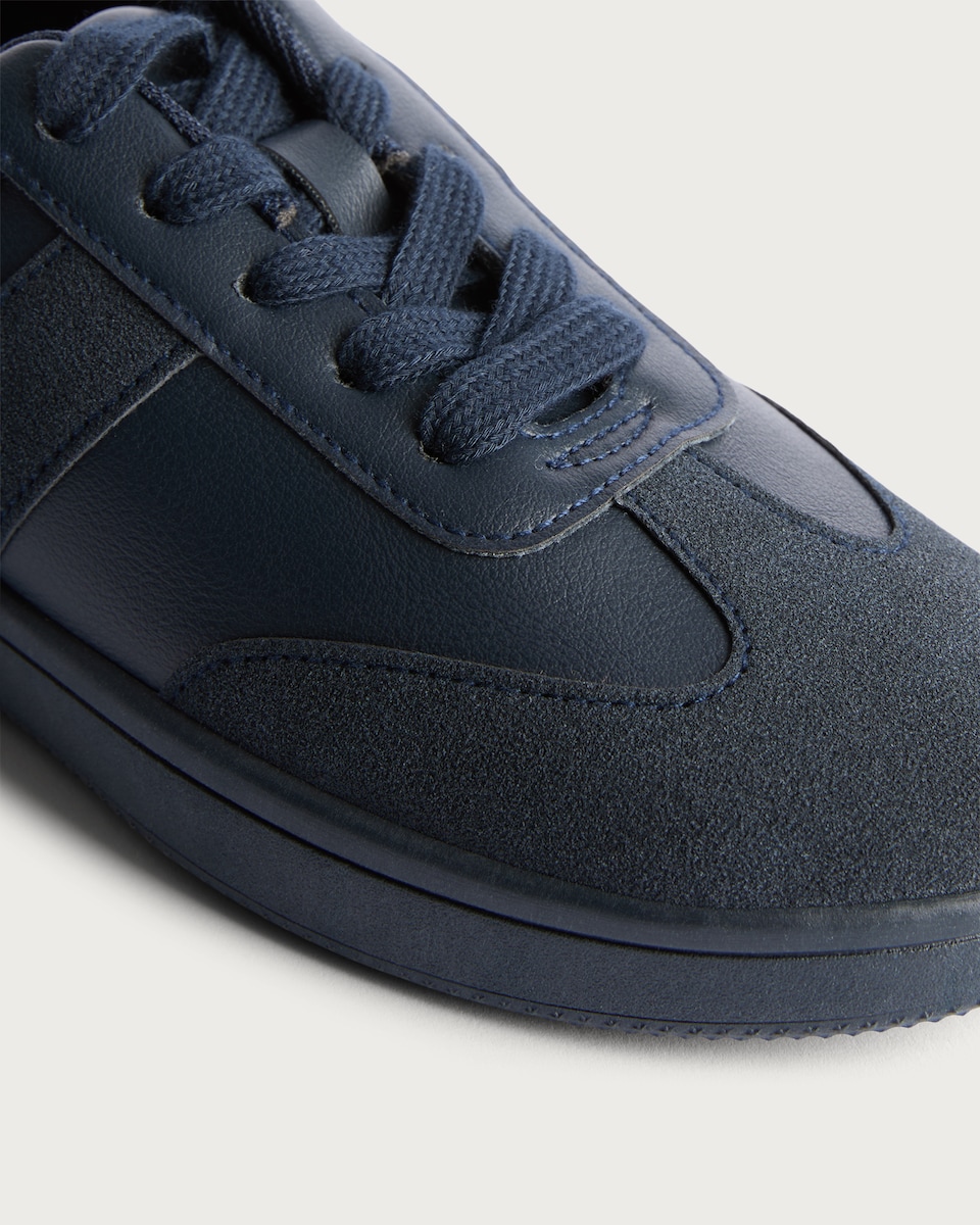 image 1 of F&F Boys Panelled Lace Up Trainers in Navy