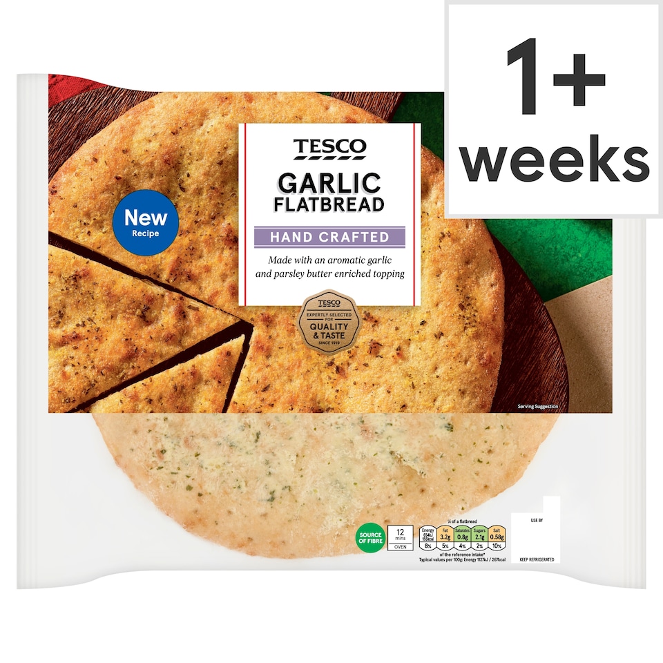 Tesco Garlic Flatbread 255G