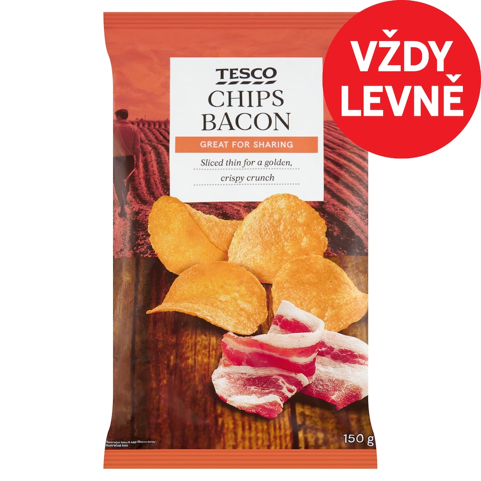 Tesco Bramborové lupínky smažené se slaninovou příchutí 150g