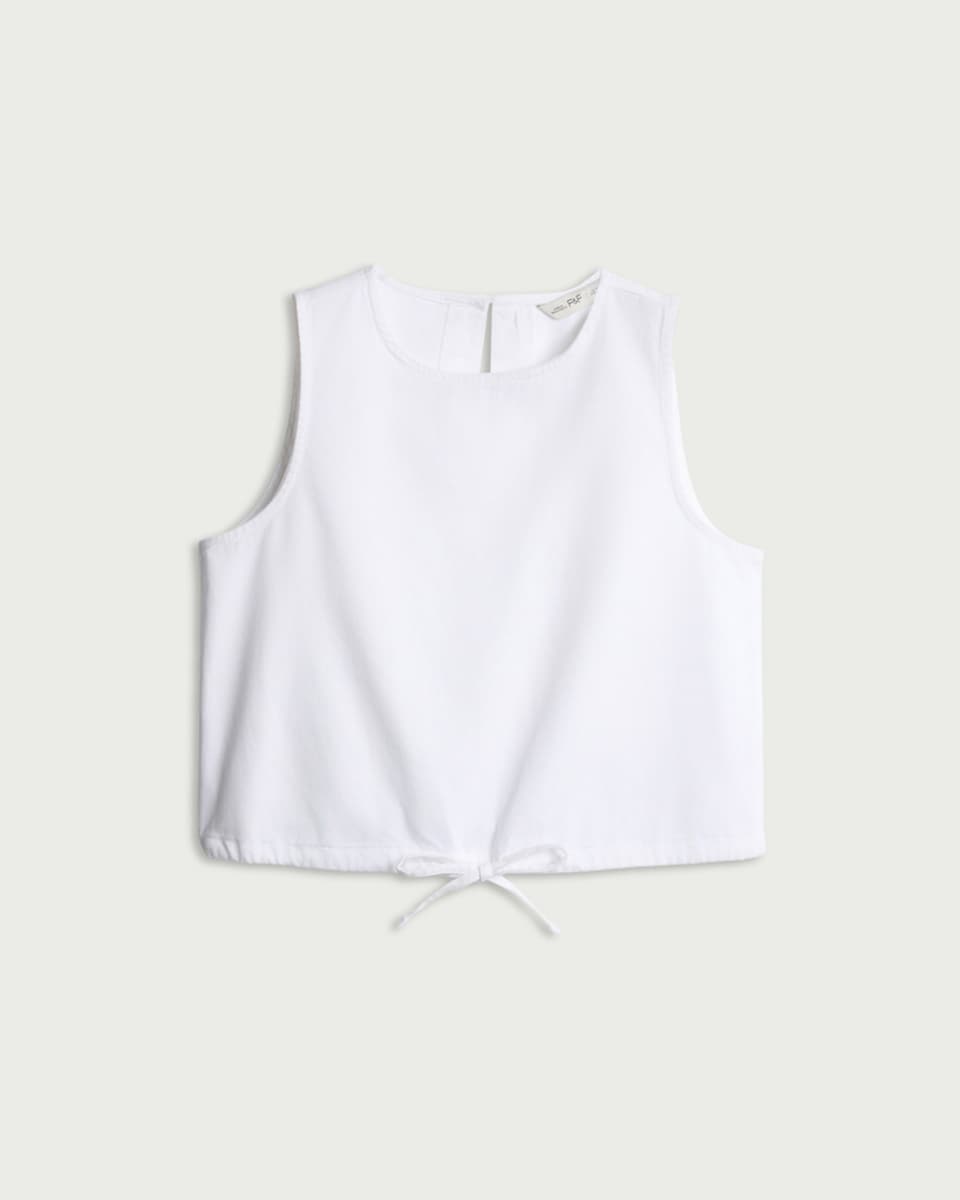 image 1 of F&F Cotton Rich Tie Hem Sleeveless Top in White