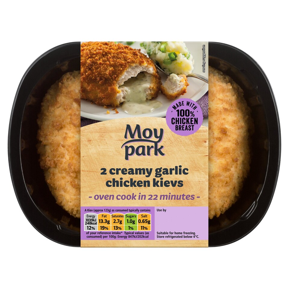 Moy Park Creamy Garlic Chicken Kievs 2 Pack 260G