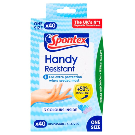Spontex Handy Resistant Mosaik Gloves 40 Pack Tesco Groceries