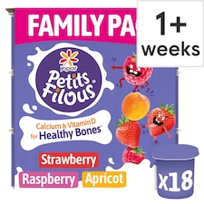 Petits Filous Strawberry Raspberry & Apricot Kids Yoghurt Pots Multipack 18x47g
