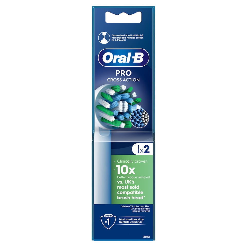 image 1 of Oral-B Pro Cross Action Electric Toothbrush Replacement Heads 2 Pack