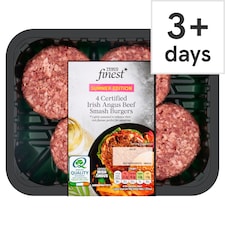 Tesco Finest 4 Certified Irish Angus Beef Smash Burgers 400g