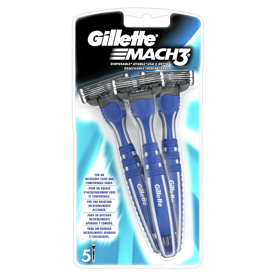 image 1 of Gillette Mach 3 Disposable Men's Razors 5 Pack