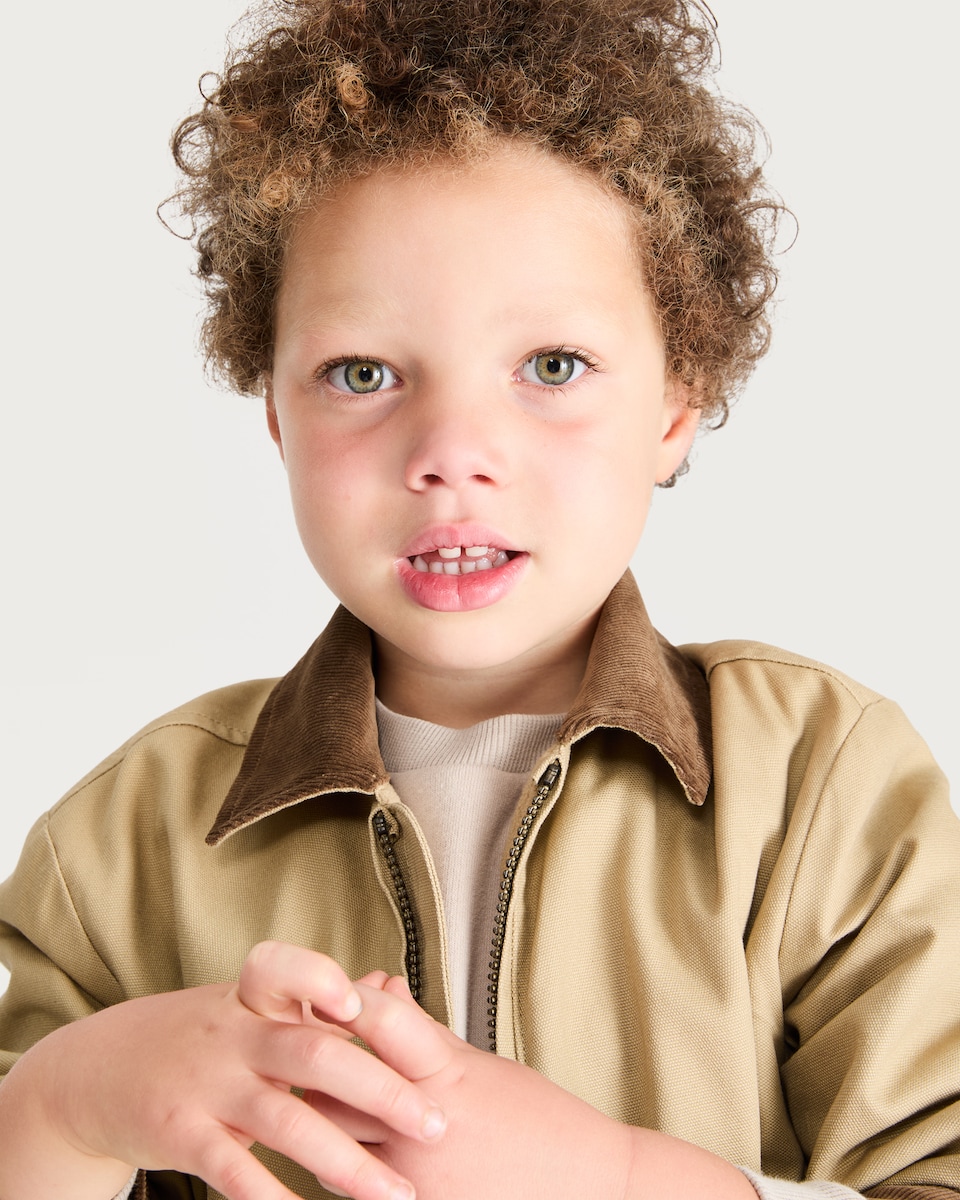 image 1 of F&F Boys Corduroy Collar Jacket in Stone
