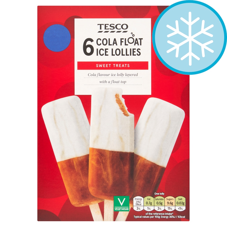 Tesco Cola Float Ice Lollies 6x55ml