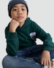 image 1 of F&F Boys Cotton Rich Slogan Hoodie in Green