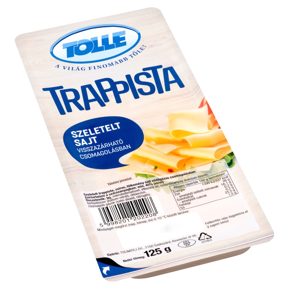 Tolle szeletelt trappista sajt 125 g  1. kép