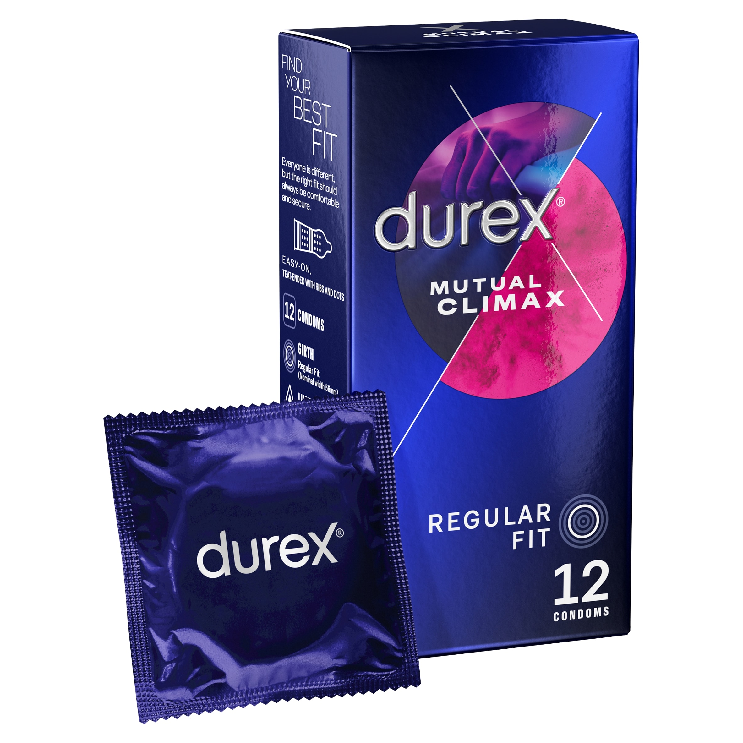 Durex Mutual Climax Condoms Silicone Lube Regular Fit 12 Pack