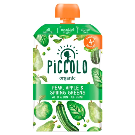 Piccolo Organic Pear Apple & Spring Greens 100G Tesco Groceries