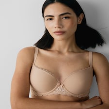 F&F 2-Pack Lace Trim Wired T-Shirt Bras in Nude
