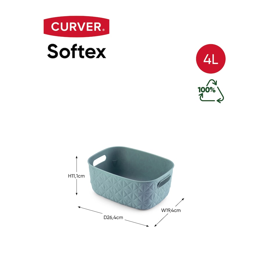image 1 of Curver Softex Teal Storage Basket Small 4L