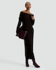 image 1 of F&F Ribbed Knit Bardot Midi Dress with Wool in Brown