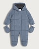 image 1 of F&F Baby Quilted Hooded Shower Resistant Pramsuit with Mittens in Blue