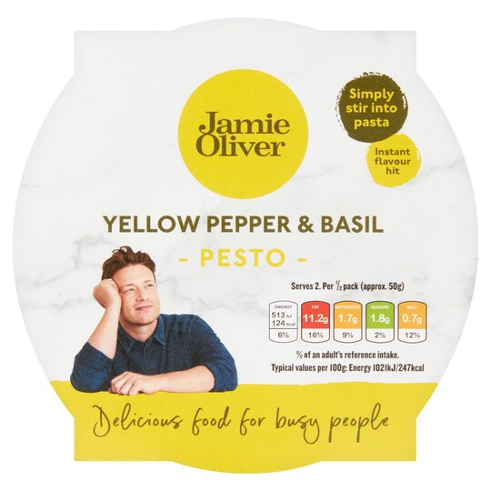 Jamie Oliver Yellow Pepper & Basil Pesto 100G Tesco Groceries