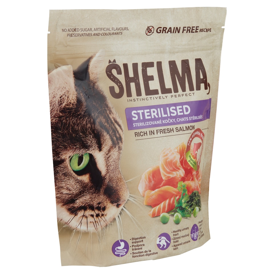 image 1 of Shelma Dry Cat Food, Kibble for Sterile Cats with Salmon, Grain Free 750 g