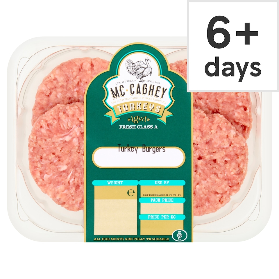 Mccagheys Turkey Burgers 400G