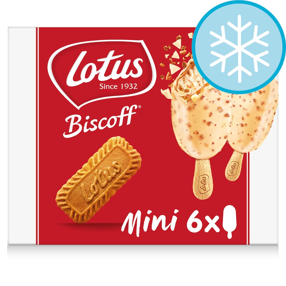 image 1 of Lotus Biscoff White Mini Ice Cream Sticks 6 X 60Ml
