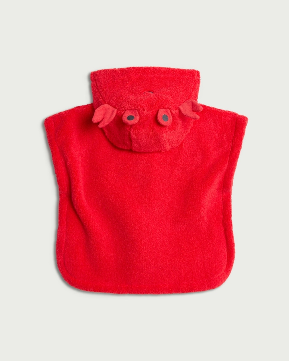 image 1 of F&F Baby Pure Cotton Crab Hooded Poncho Towel in Red