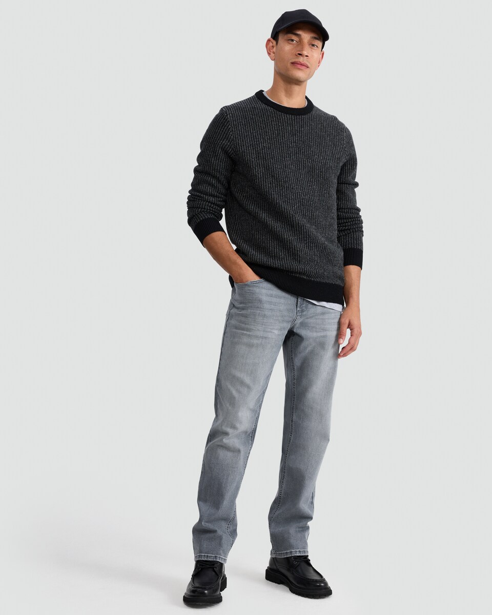 image 1 of F&F Cotton Rich Straight Leg Jeans in Grey