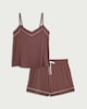 image 4 of F&F Contrast Trim Short Pyjama Set in Chocolate