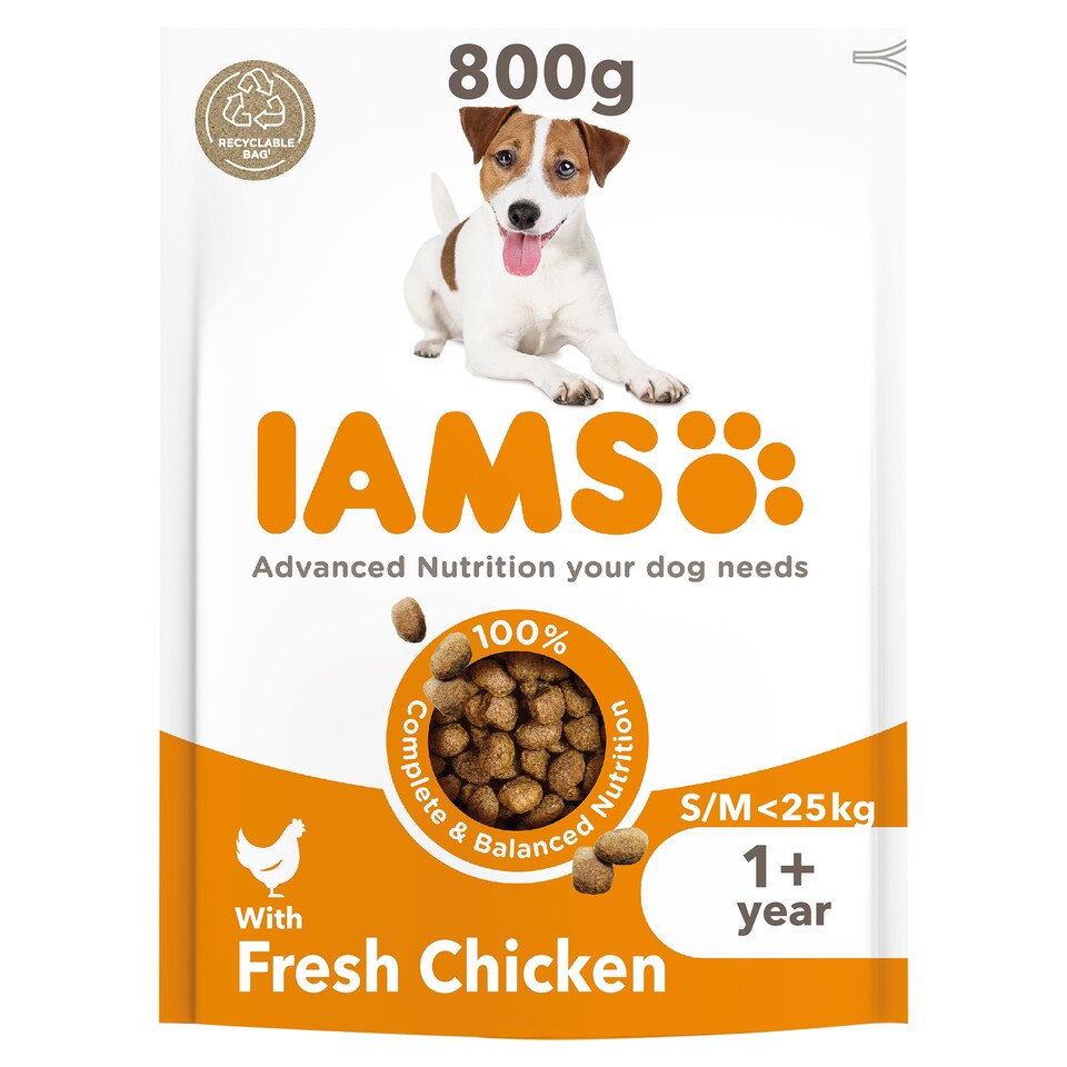 image 1 of Iams Dog Food Small & Medium Adult With Chicken 800G
