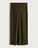 image 5 of F&F Satin Bias Cut Midi Slip Skirt in Green