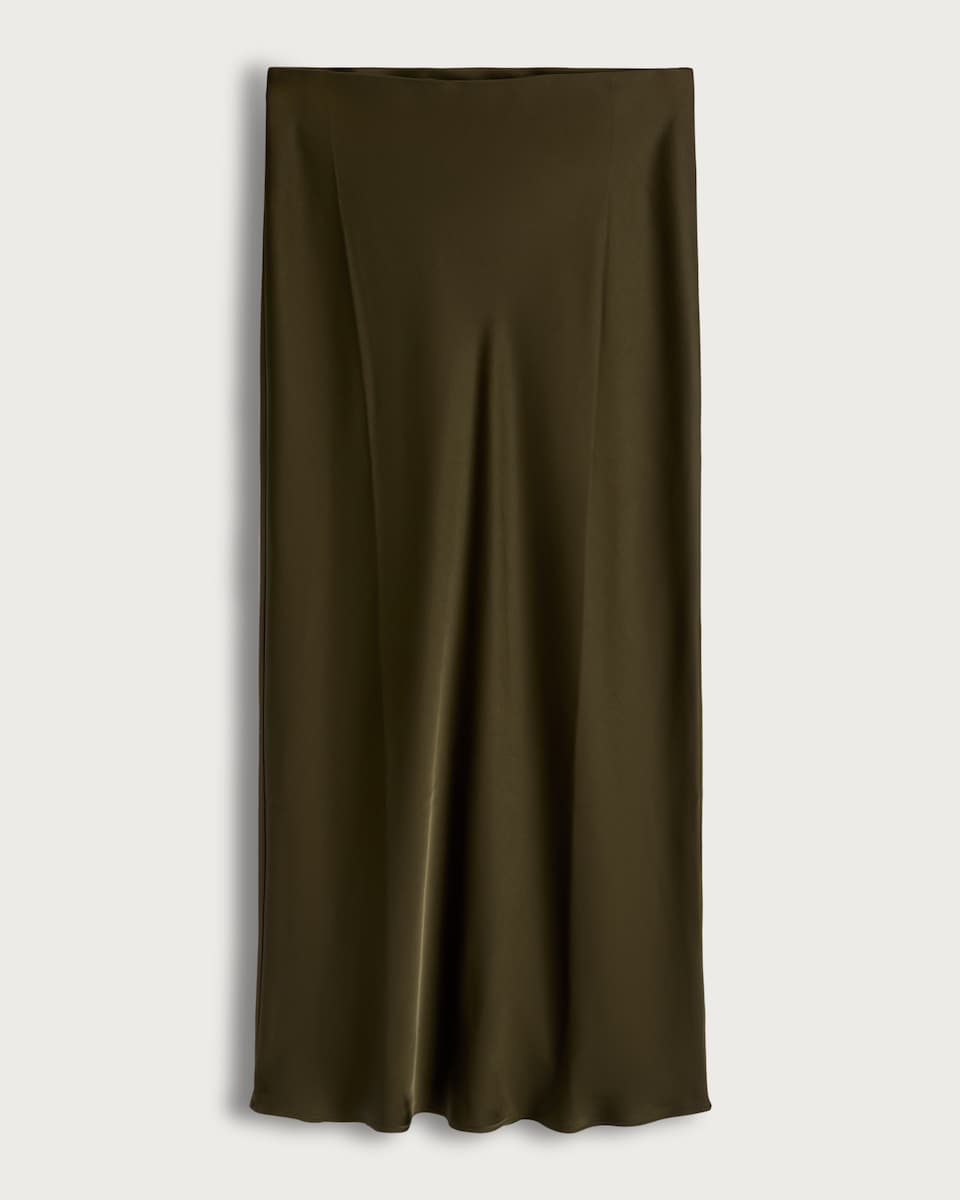 F&F Satin Bias Cut Midi Slip Skirt in Green