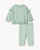 image 1 of F&F Baby 2-Piece Cotton Rich Floral Sweatshirt and Leggings Set in Mint