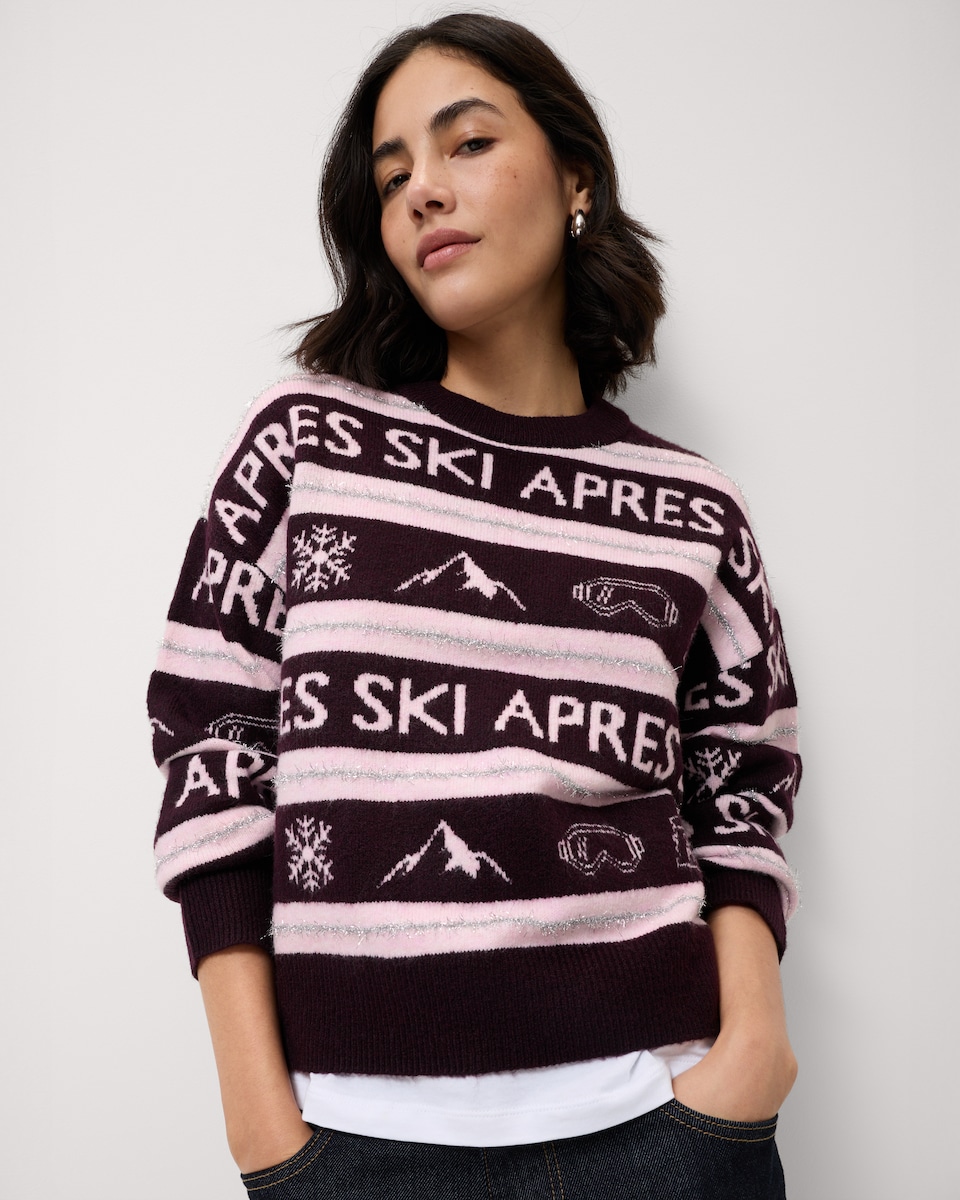 image 1 of F&F Striped Ski Jumper in Pink