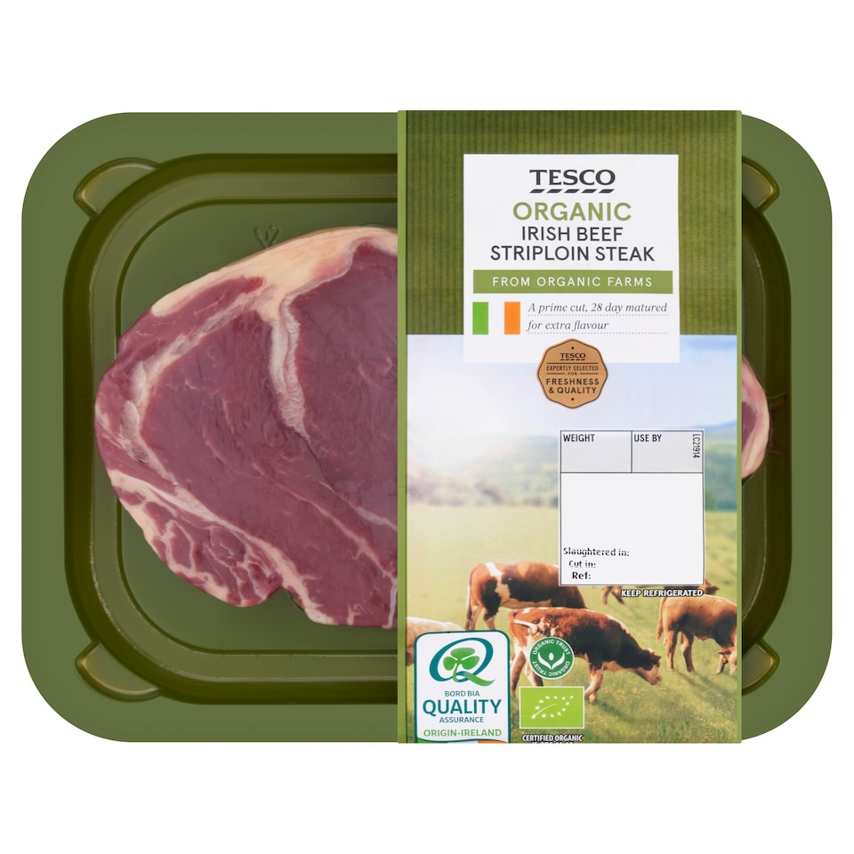 Tesco Irish Organic Striploin Steak 213G