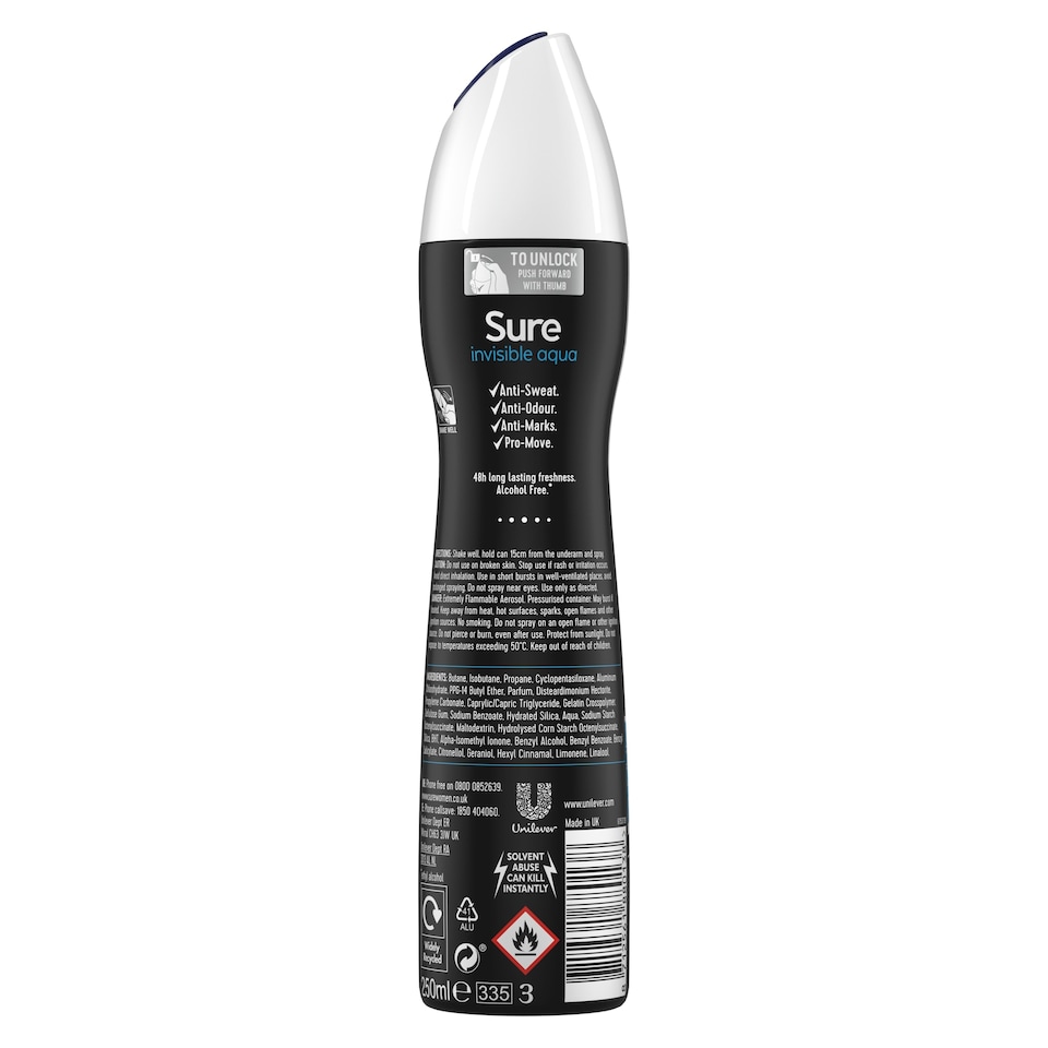 image 1 of Sure Women Invisible Aqua Antiperspirant Deodorant 250Ml