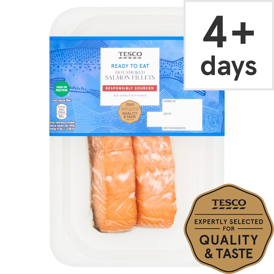Tesco Hot Smoked Salmon Fillets 180G