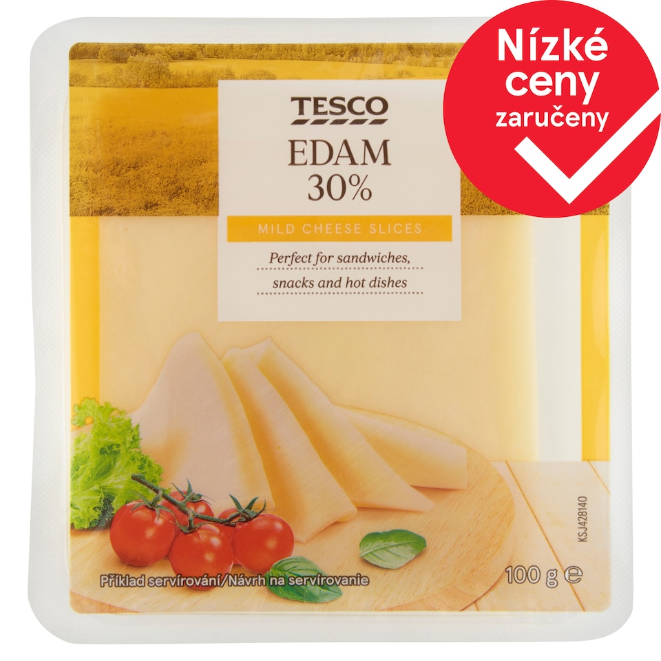 Tesco Edam 30% Mild Cheese Slices 100g